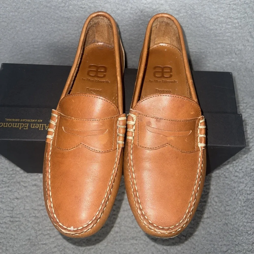 Allen Edmonds Daytona Men's Sz‎ 9 Tan Leather Hand Sewn Driving Moc/Loafer 50430